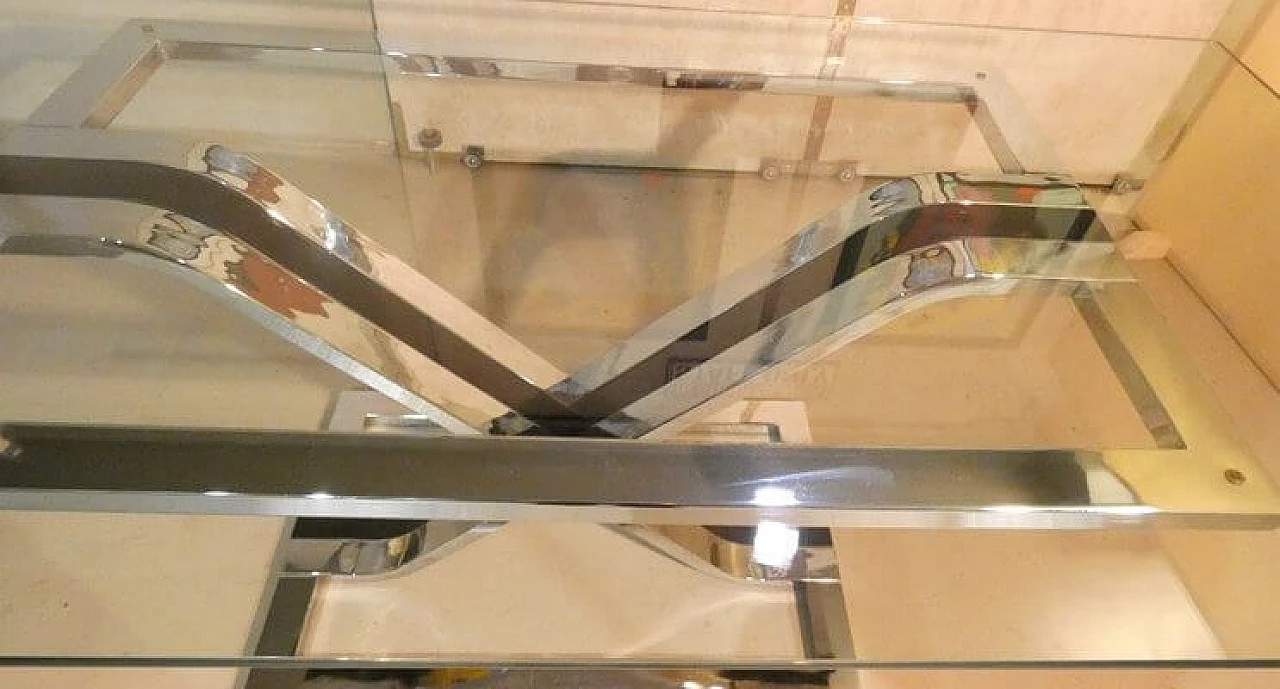 Glass and chrome-plated steel dining table, 1970s 7