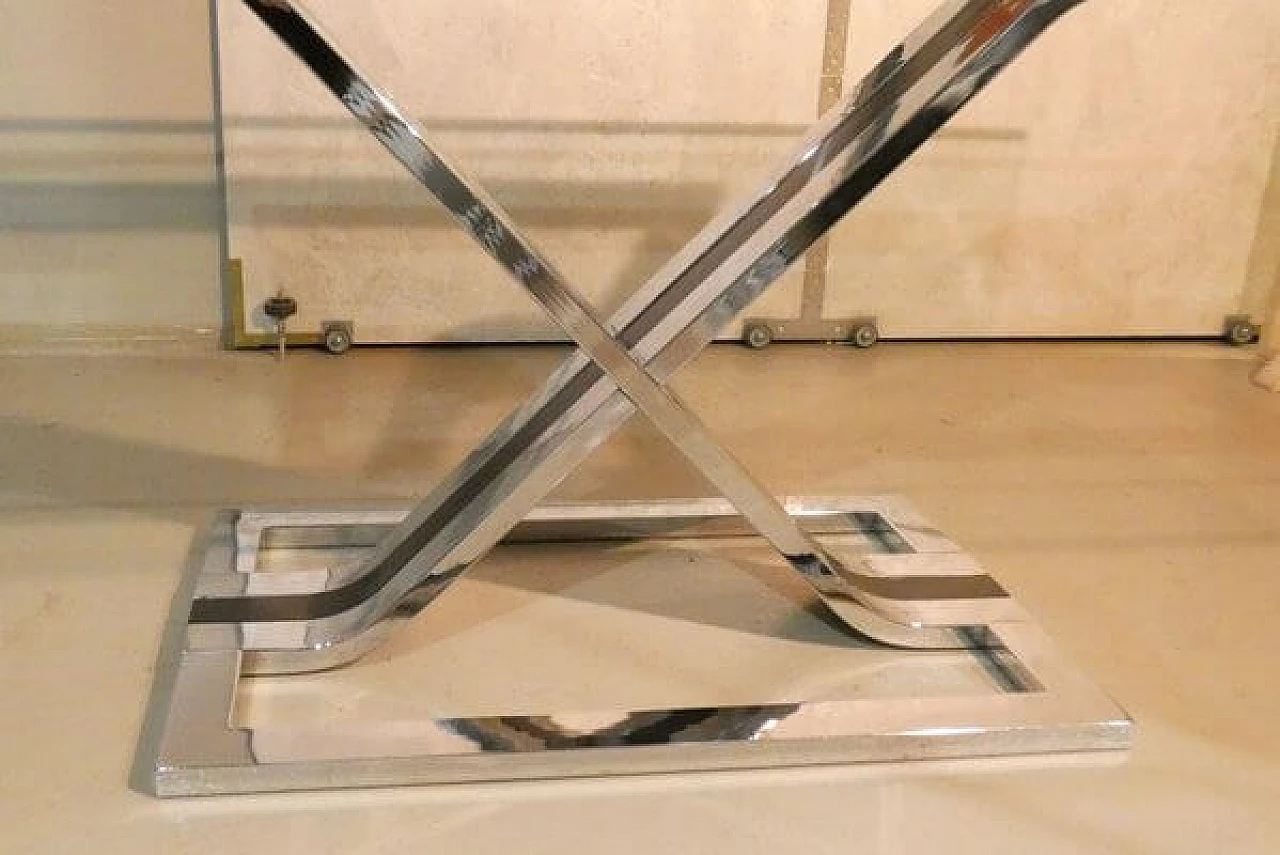 Glass and chrome-plated steel dining table, 1970s 8
