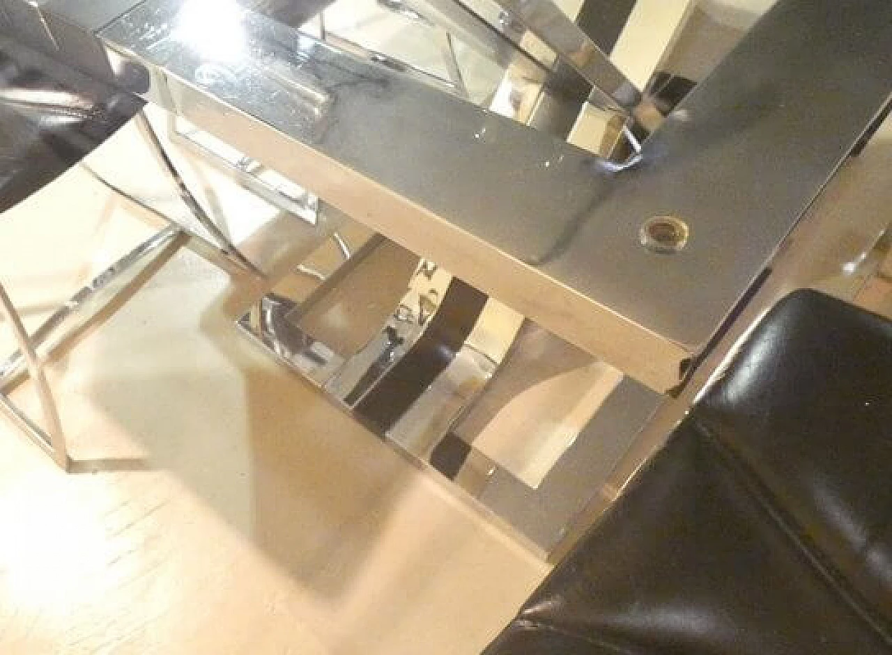 Glass and chrome-plated steel dining table, 1970s 11