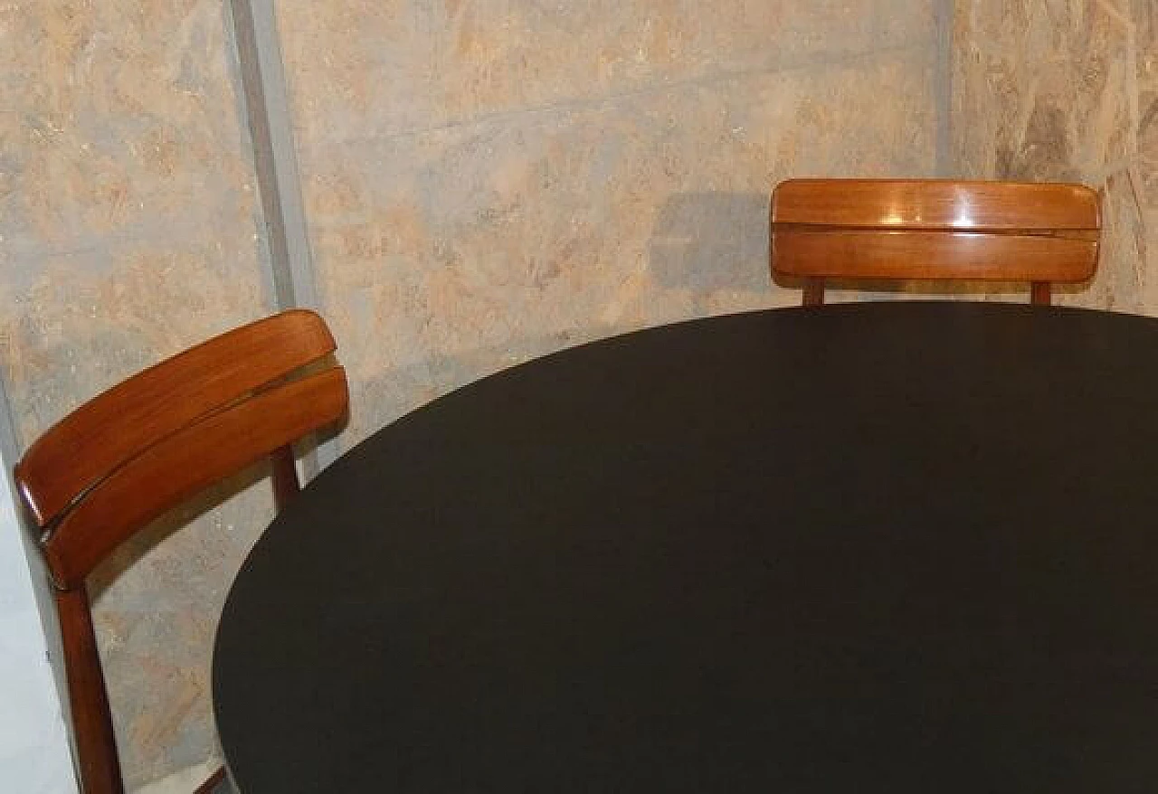 4 Rosewood chairs and round table, 1950s 2