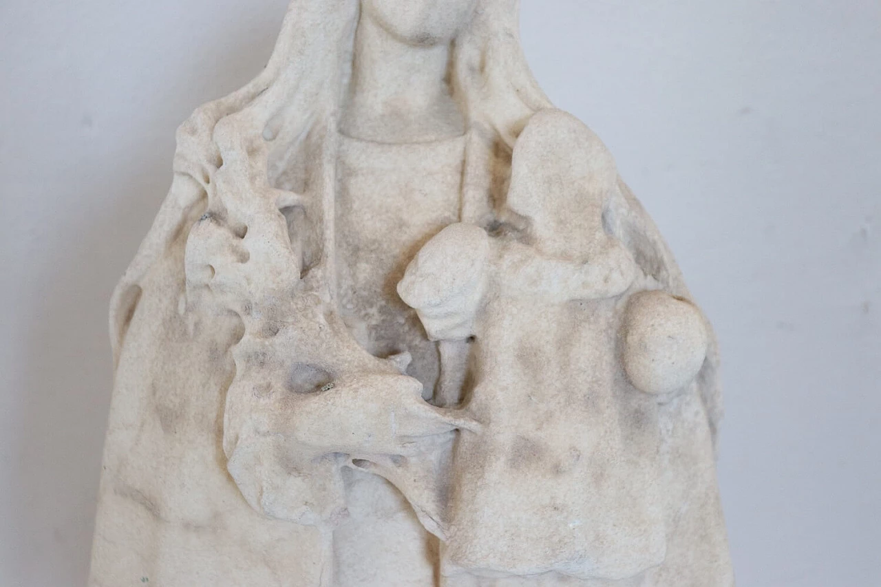Scultura di Madonna con bambino in marmo bianco, '500 3