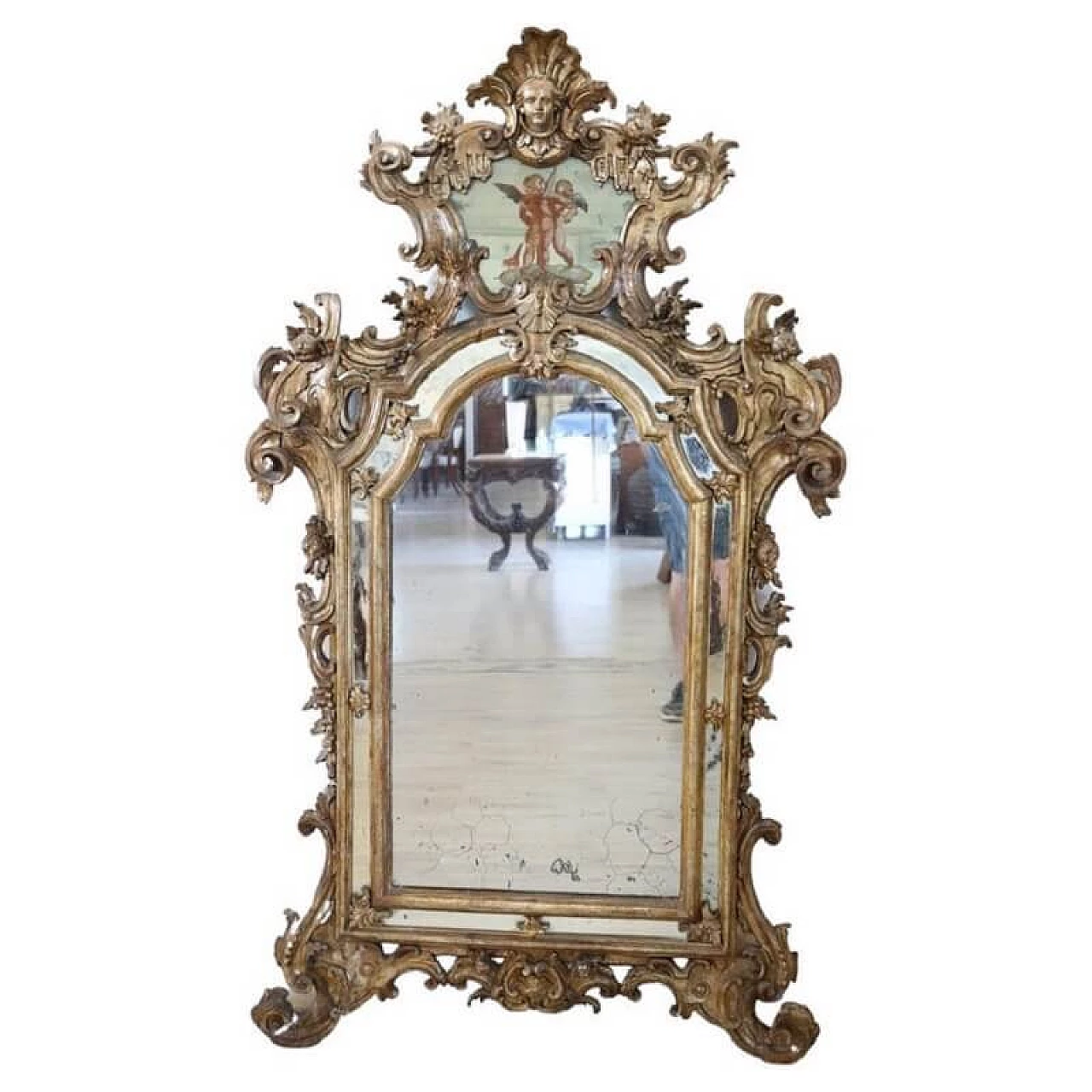 Gilt and carved wood mirror, mid-18th century 1