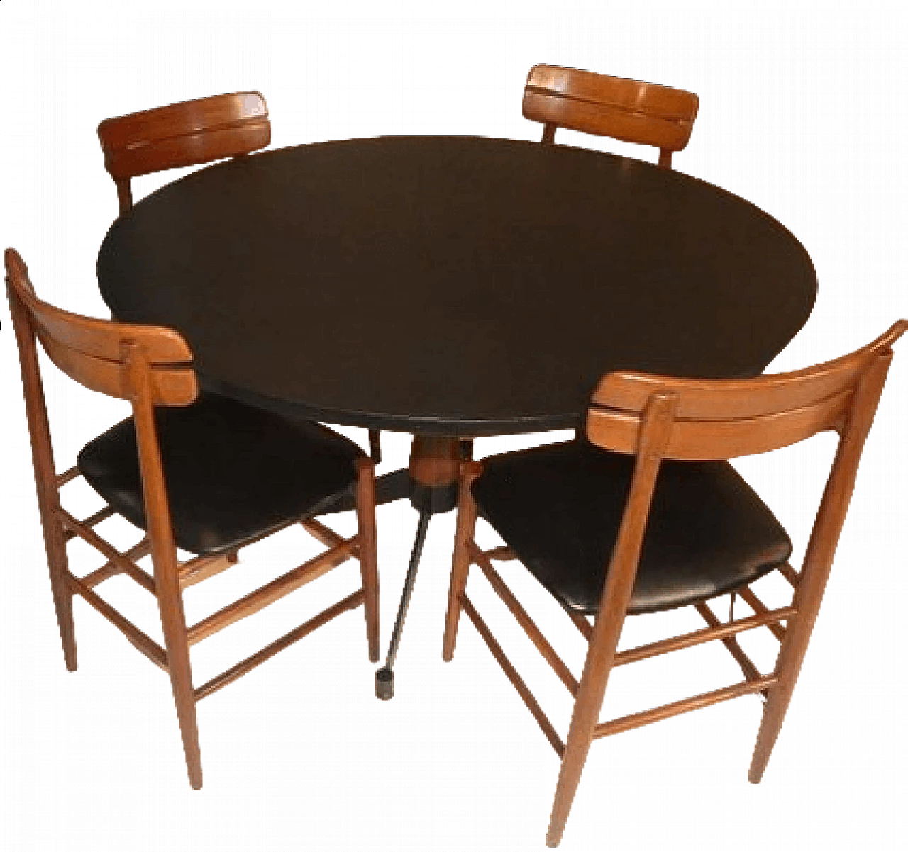 4 Rosewood chairs and round table, 1950s 19
