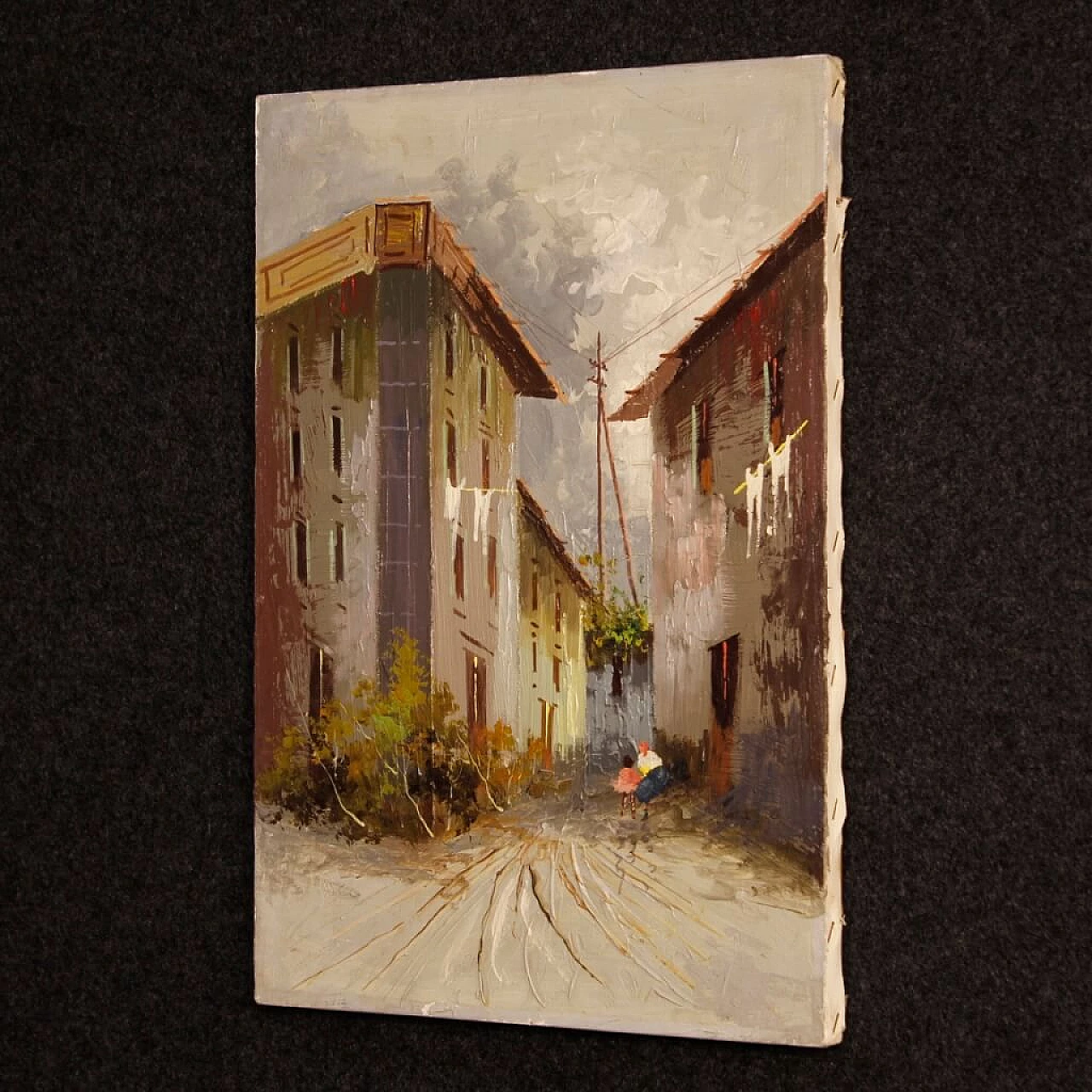 Veduta urbana in stile Impressionista, tecnica mista su tela 6