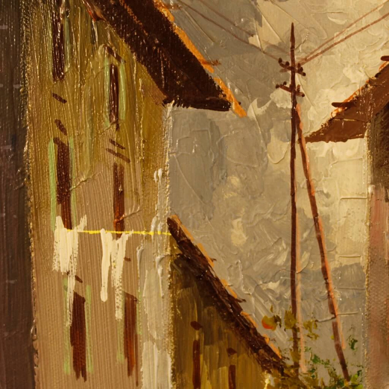 Veduta urbana in stile Impressionista, tecnica mista su tela 8