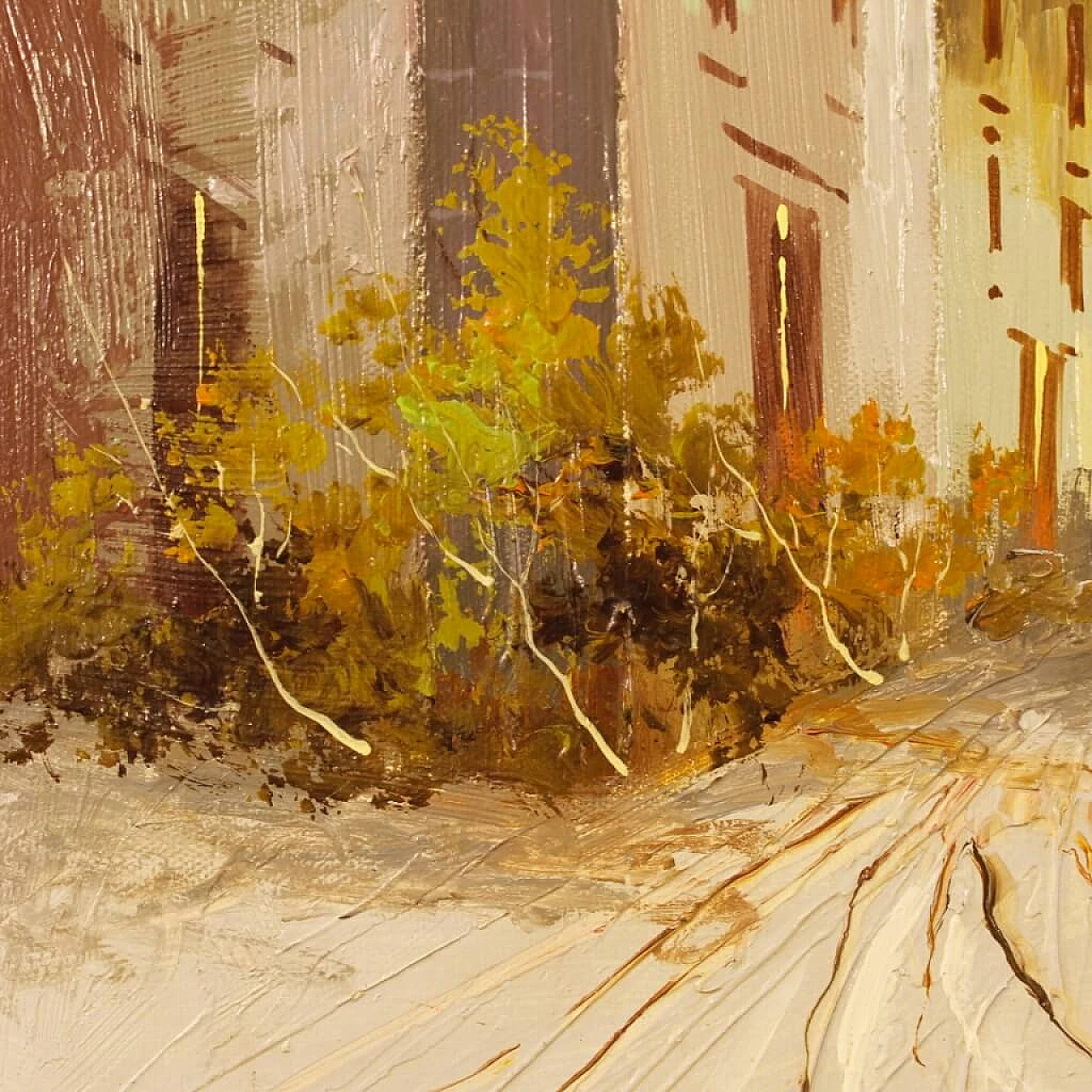 Veduta urbana in stile Impressionista, tecnica mista su tela 11