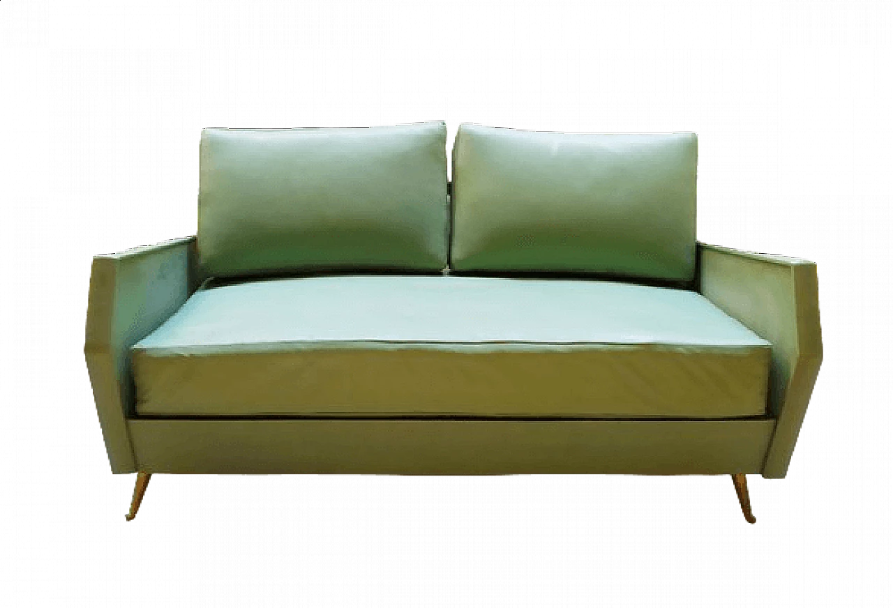 Green leatherette sofa attributed to Gio Ponti for ISA Bergamo, 1950s 9