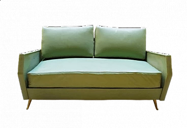 Green leatherette sofa attributed to Gio Ponti for ISA Bergamo, 1950s