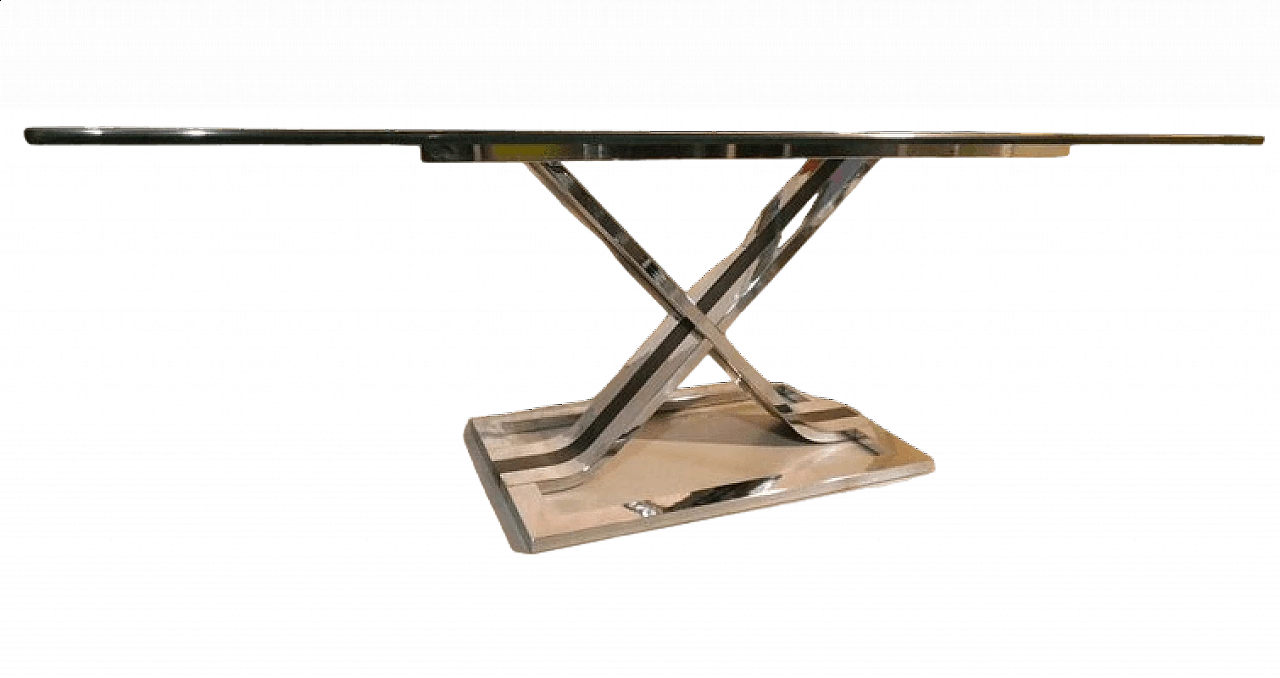 Glass and chrome-plated steel dining table, 1970s 12
