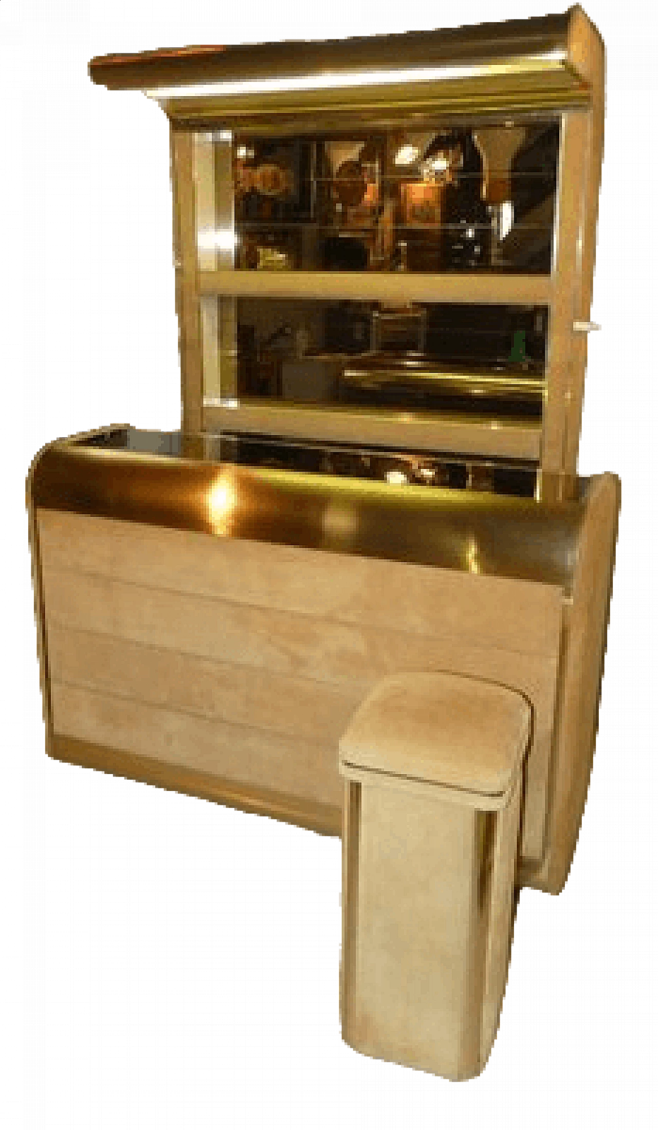 Mobile bar con ripiano frigorifero e sgabello, anni '70 44