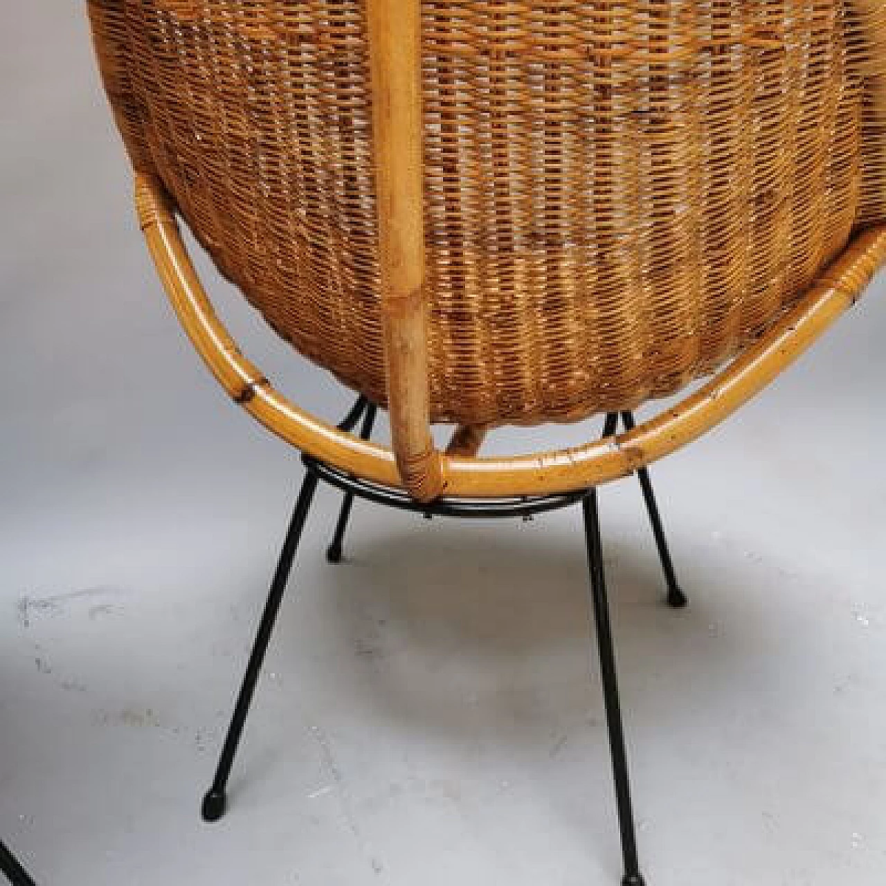 Pair of rattan armchairs, 1950s 2