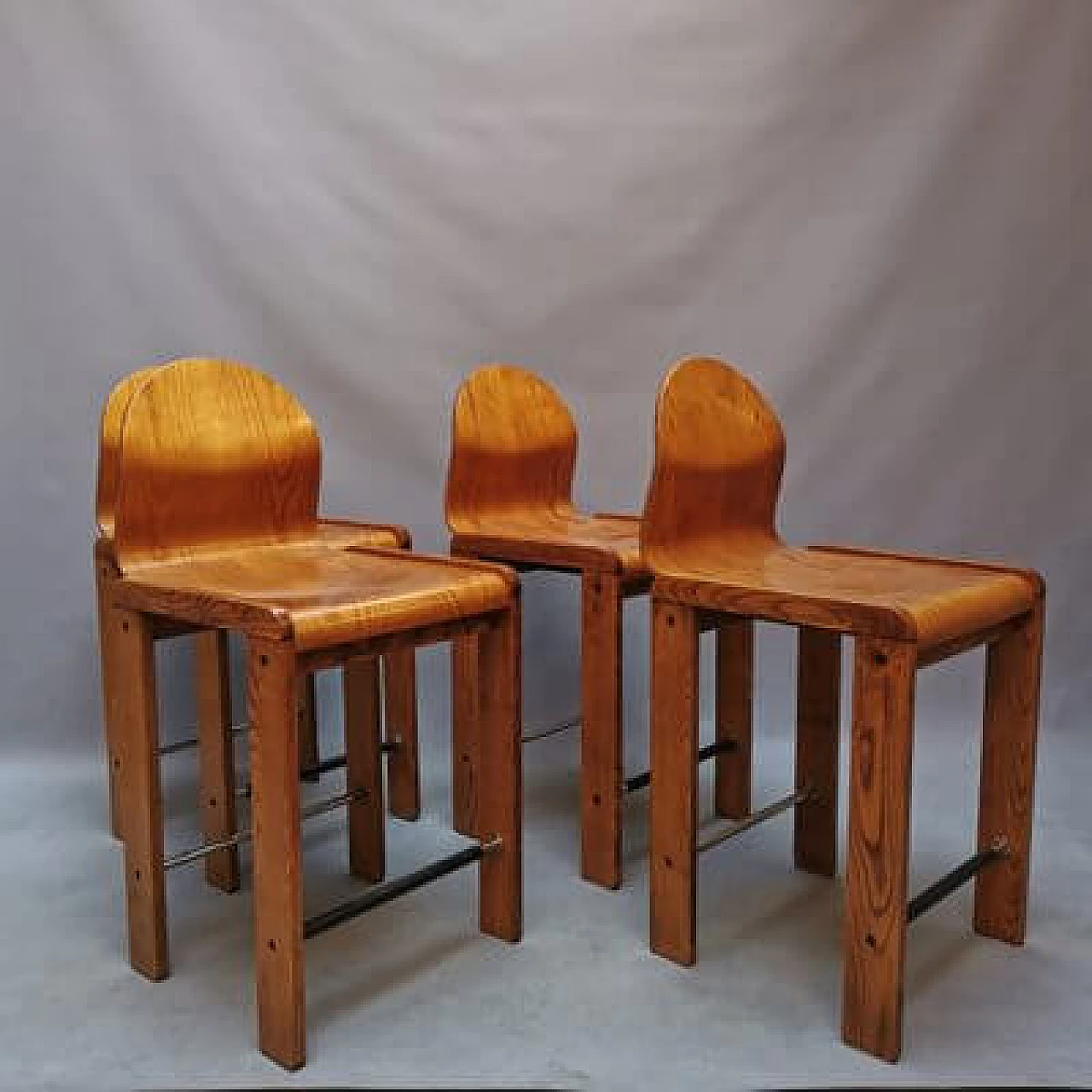 4 Wooden stools, 1960s 2
