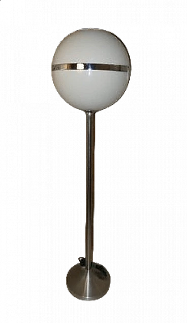 Chrome-plated steel floor lamp with perspex shade, 1970s