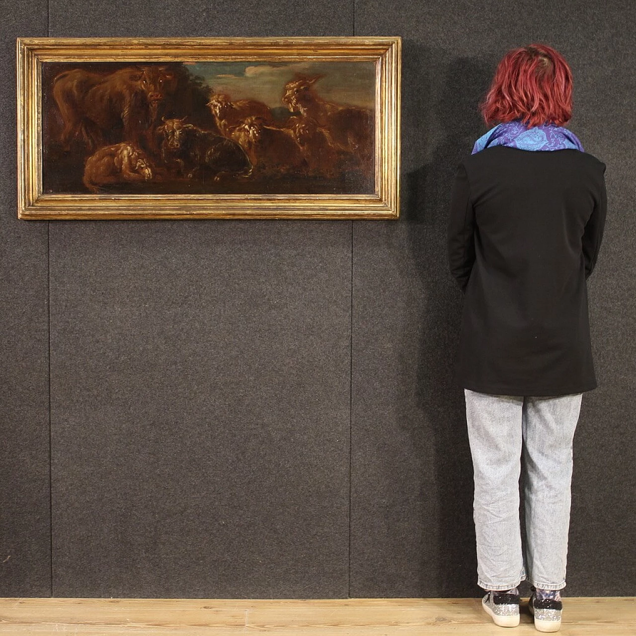 Grazing animals, oil painting on canvas, second half of the 17th century 3