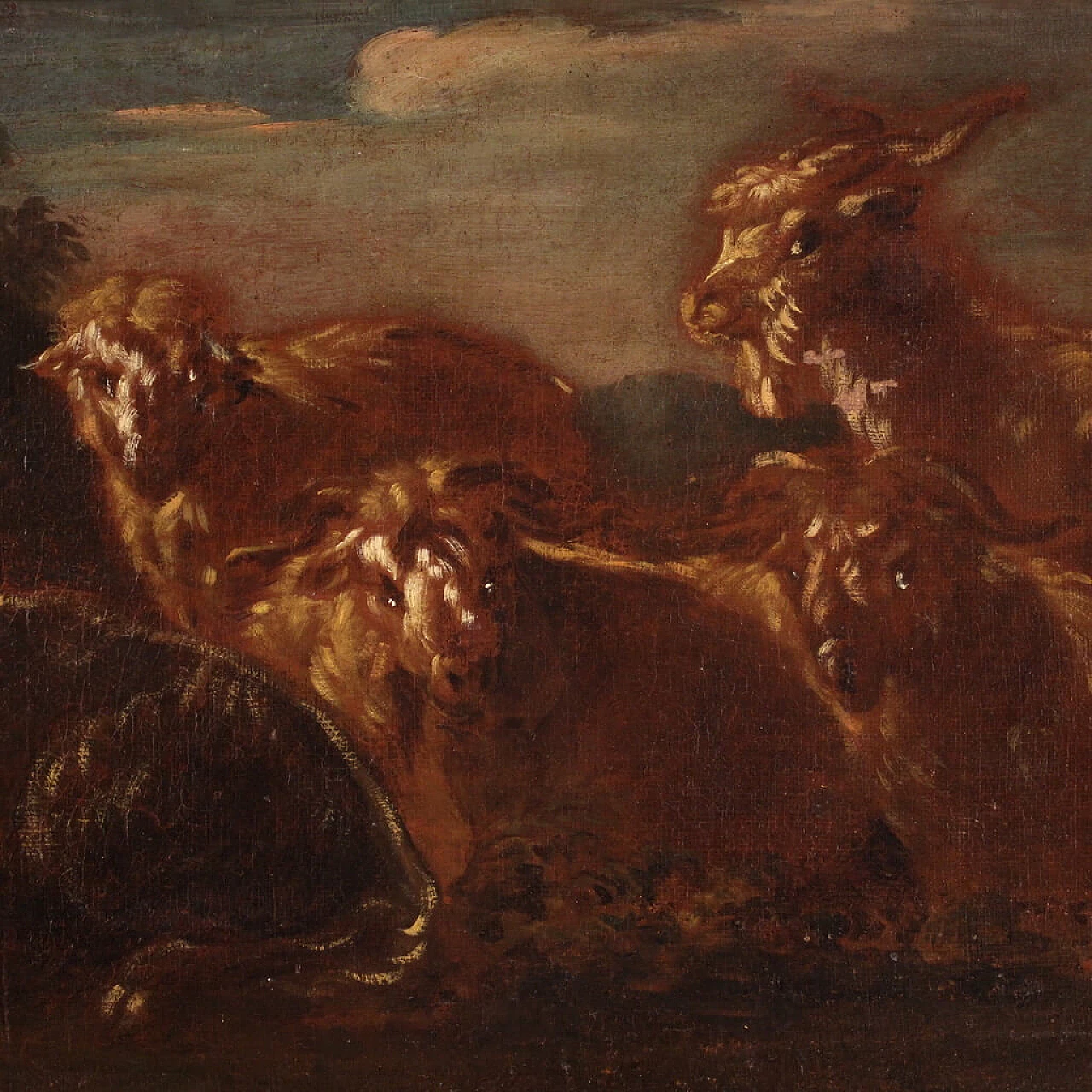Grazing animals, oil painting on canvas, second half of the 17th century 5