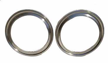 Pair of round mirrors with aluminum frame, 1960s