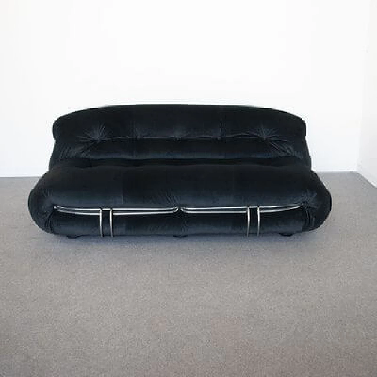 Soriana sofa in black velvet by Afra and Tobia Scarpa for Cassina, 1970s 4