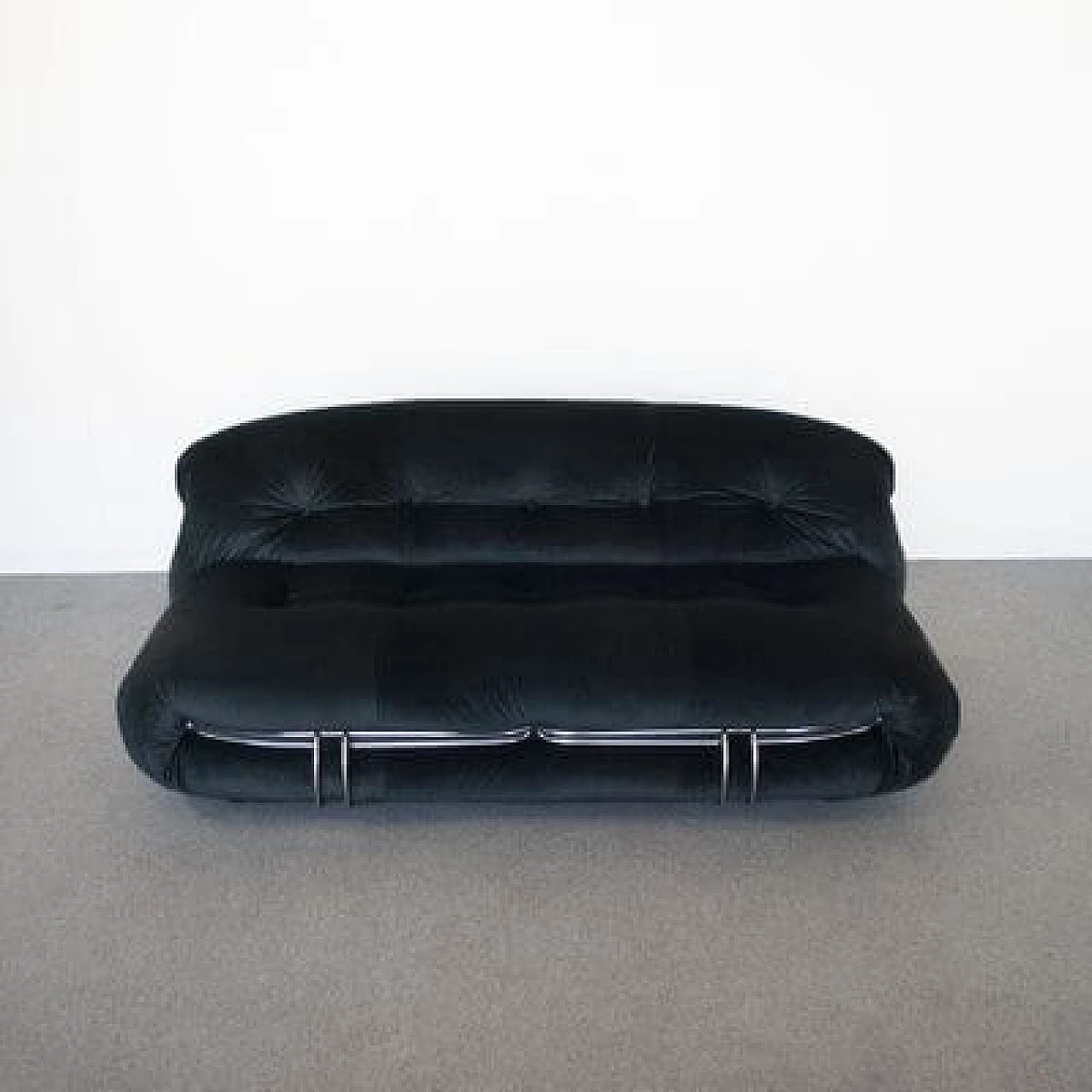 Soriana sofa in black velvet by Afra and Tobia Scarpa for Cassina, 1970s 12