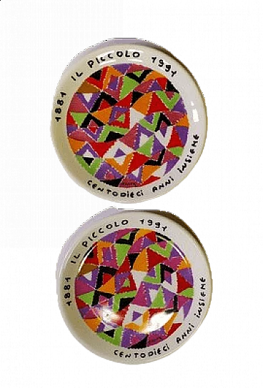 Coppia di piatti in ceramica di Ottavio Missoni, 1991