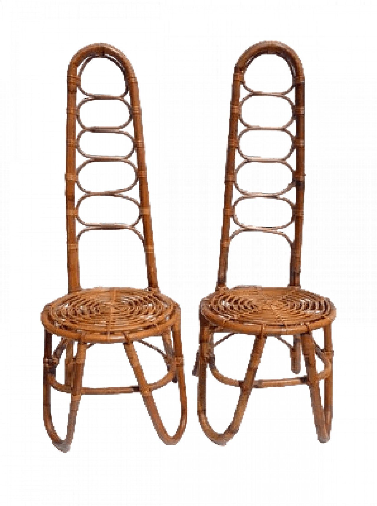 Coppia di sedie in rattan nello stile di Dirk van Sliedregt, anni '50 5