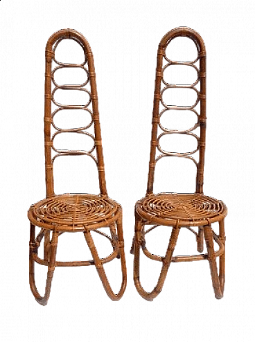 Pair of rattan chairs in the style of Dirk van Sliedregt, 1950s