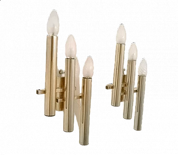 Coppia di applique in ottone di Gaetano Sciolari, anni '70