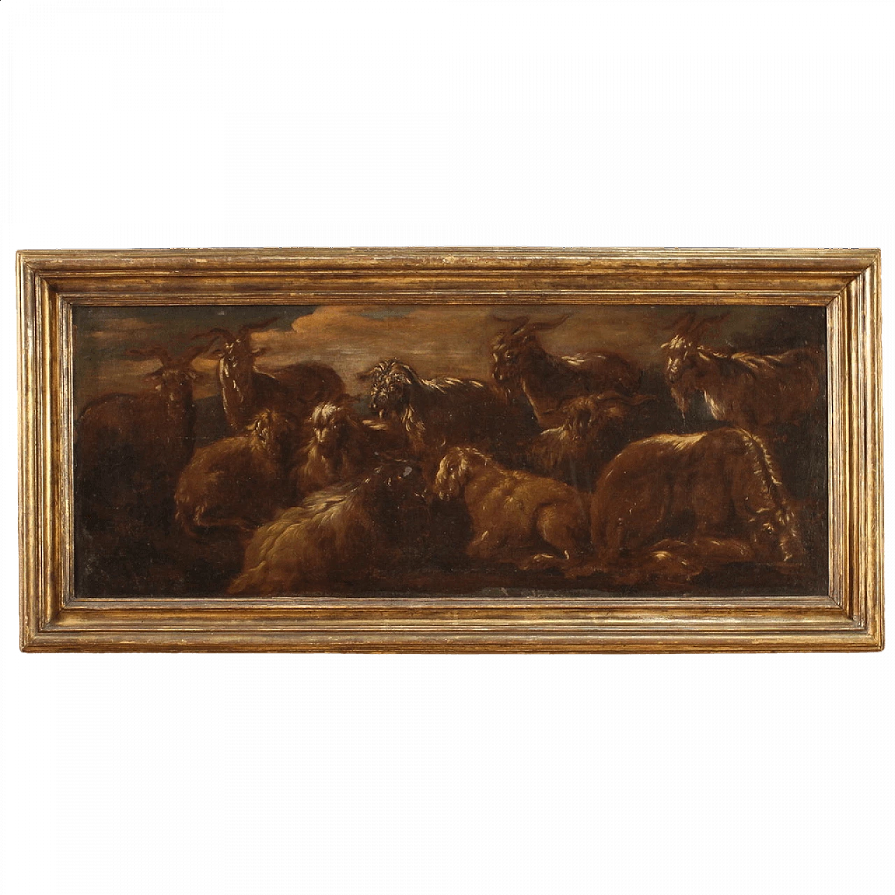 Paesaggio con capre, scuola italiana, olio su tela, seconda metà '600 13