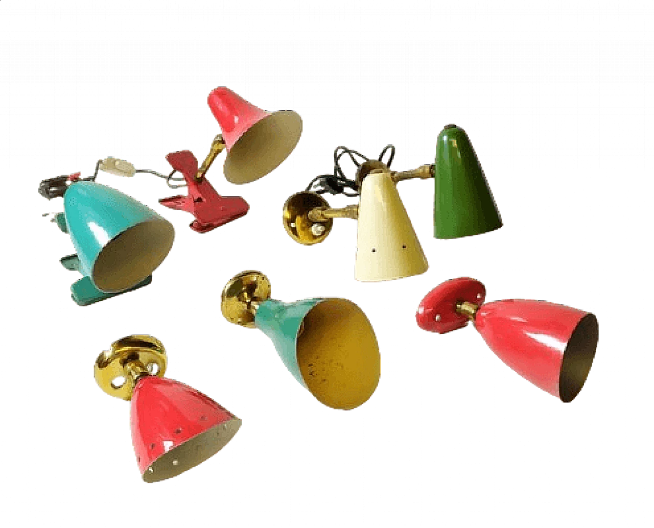 7 Colored spotlights by Angelo Lelli and Gino Sarfatti for Arteluce, 1940s 5