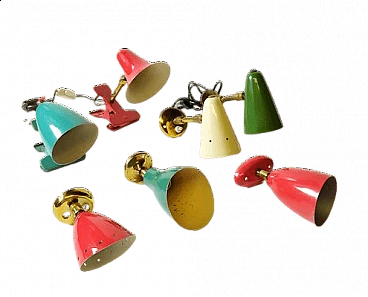 7 Colored spotlights by Angelo Lelli and Gino Sarfatti for Arteluce, 1940s