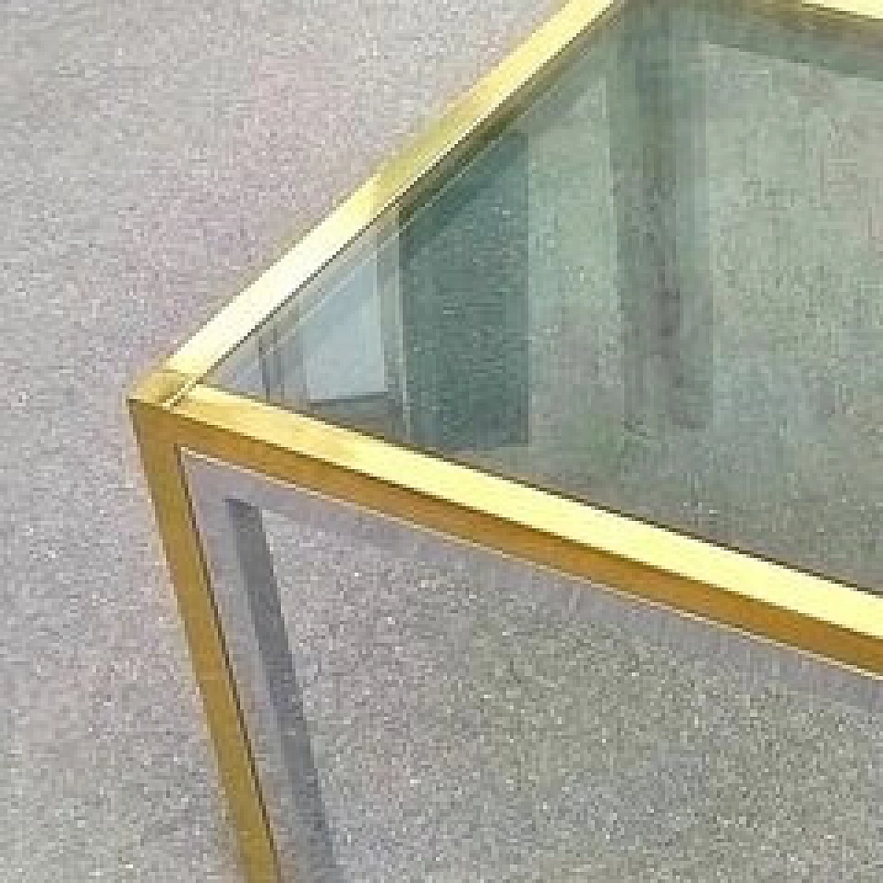 Square side table in two-tone brass and smoked glass, 1960s 3