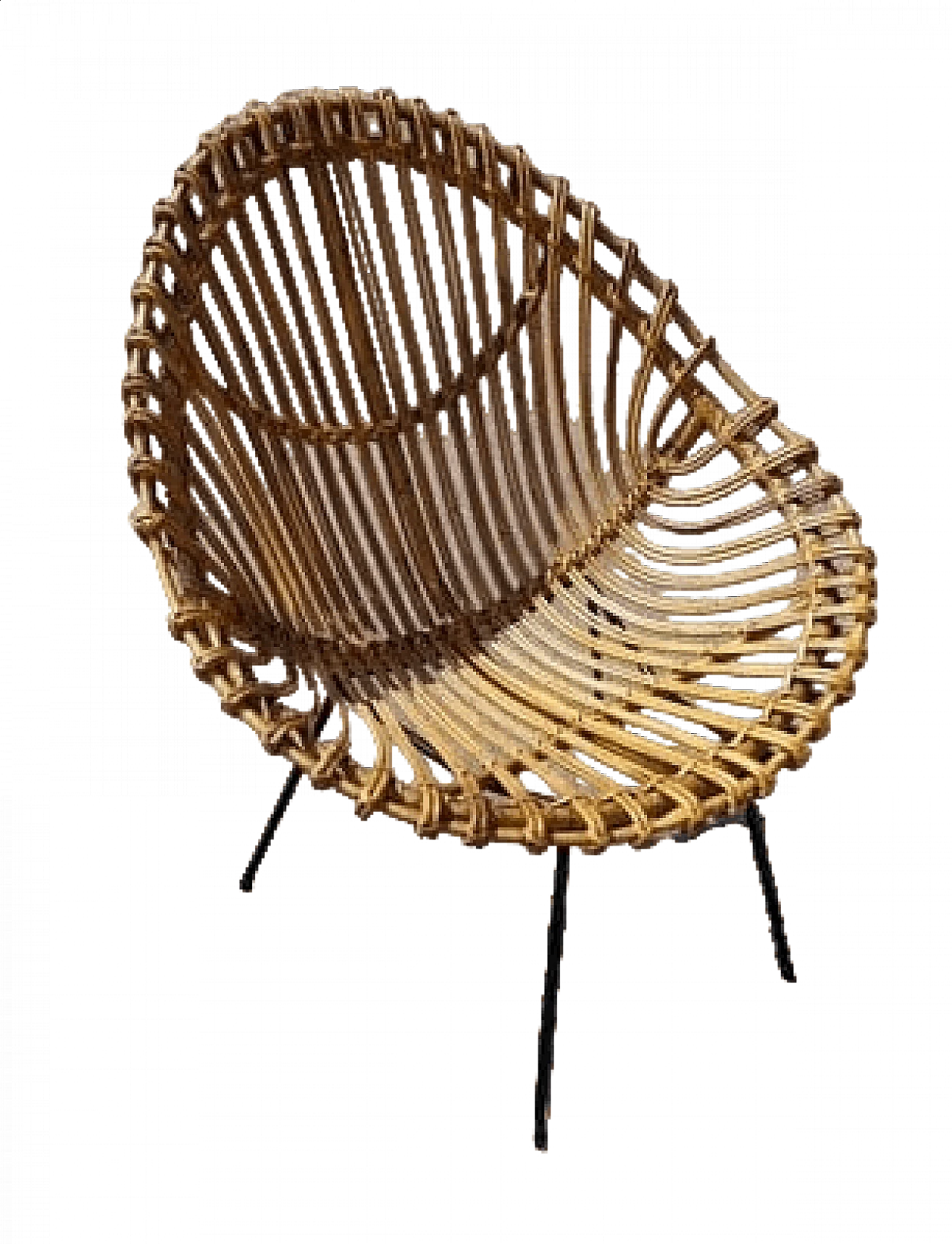 Rattan egg chair with metal legs, 1950s 6