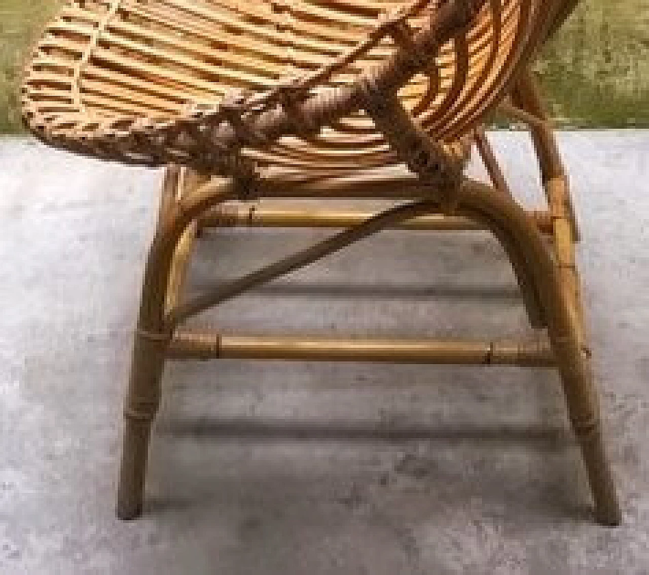 Rattan and rush egg chair, 1950s 4