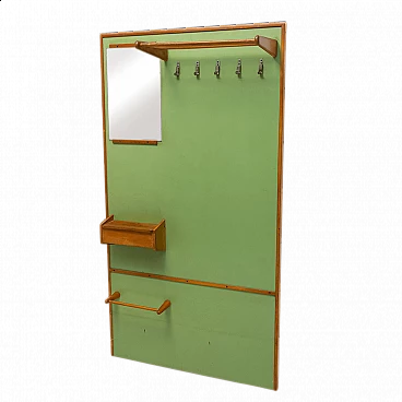 Appendiabiti da parete in legno e similpelle, anni '50