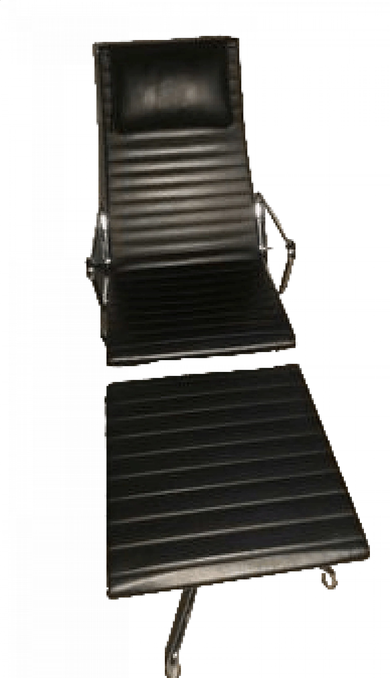 Poltrona Relax in pelle con con sgabello in stile Aluminium chair, anni '80 19