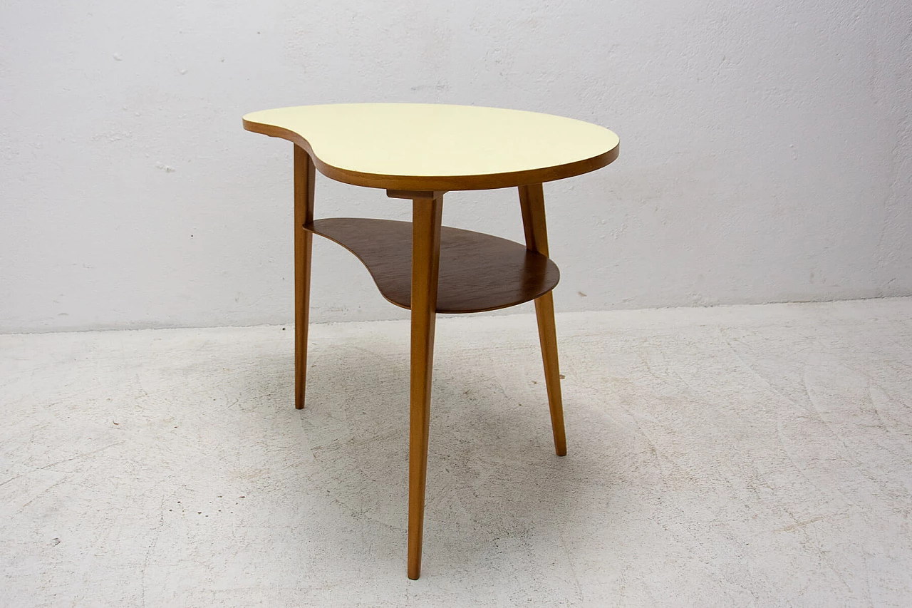Tavolino a fagiolo in faggio tinto con piano in formica, anni '60 2