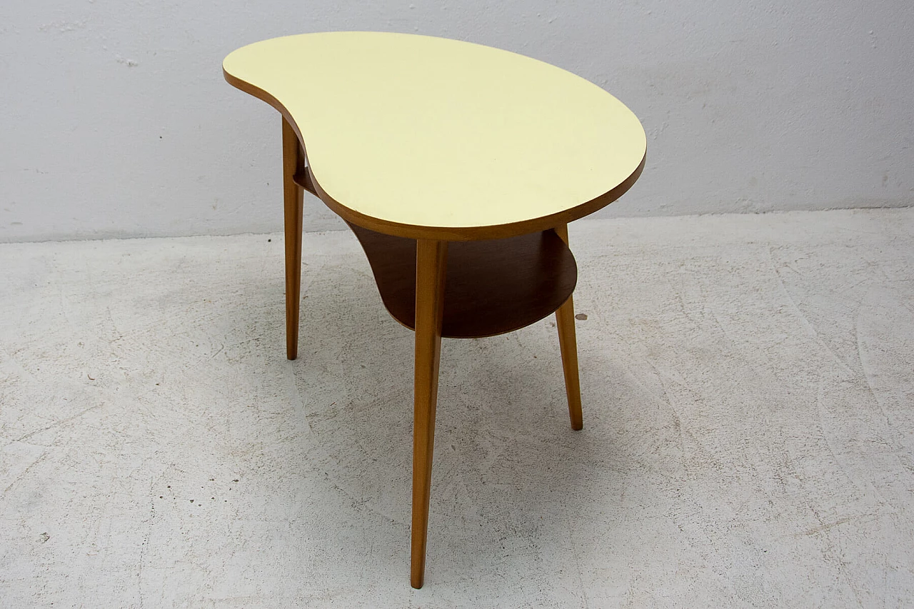 Tavolino a fagiolo in faggio tinto con piano in formica, anni '60 3