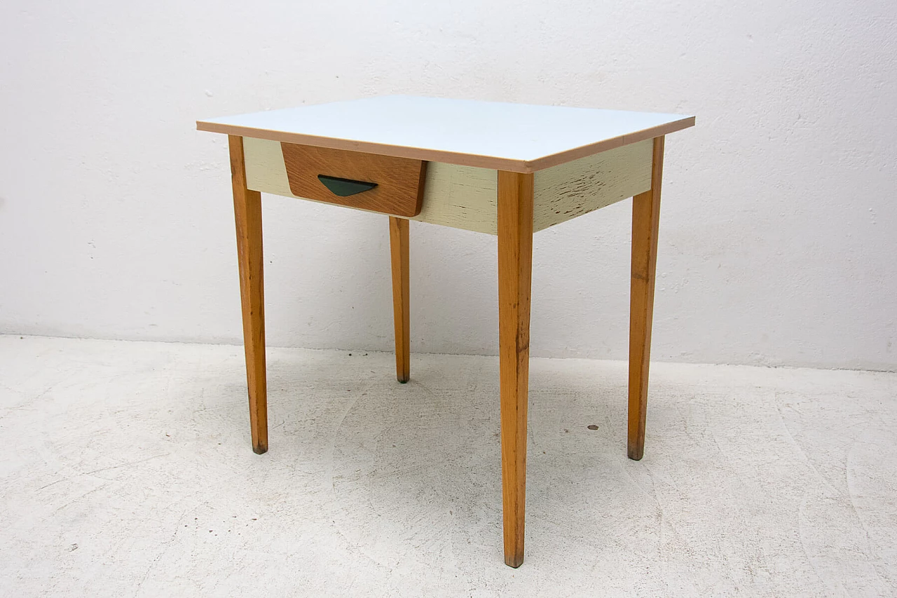 Wood and formica table with drawer, 1960s 2
