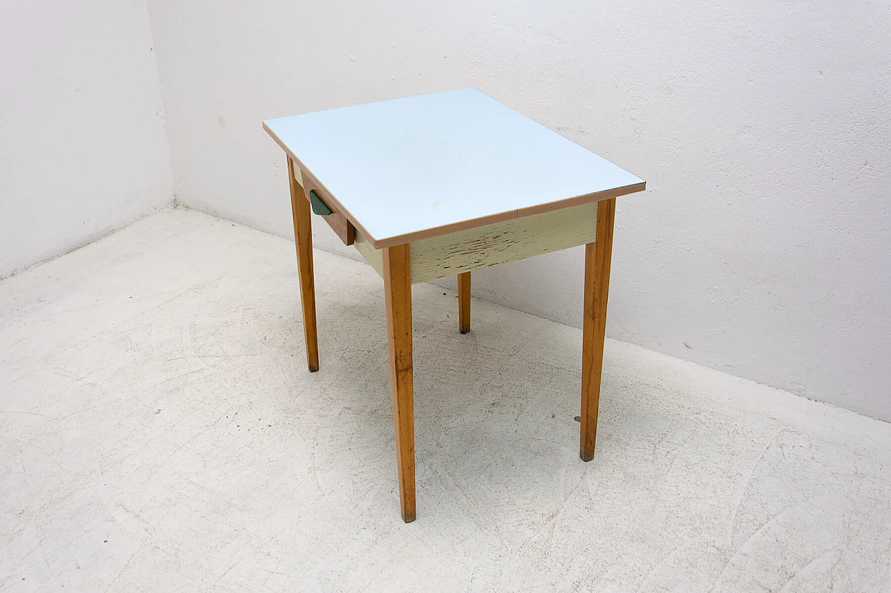 Wood and formica table with drawer, 1960s 4