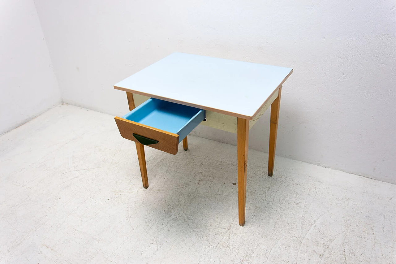 Wood and formica table with drawer, 1960s 6