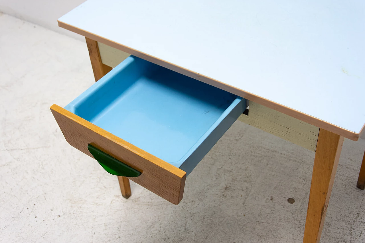 Wood and formica table with drawer, 1960s 7