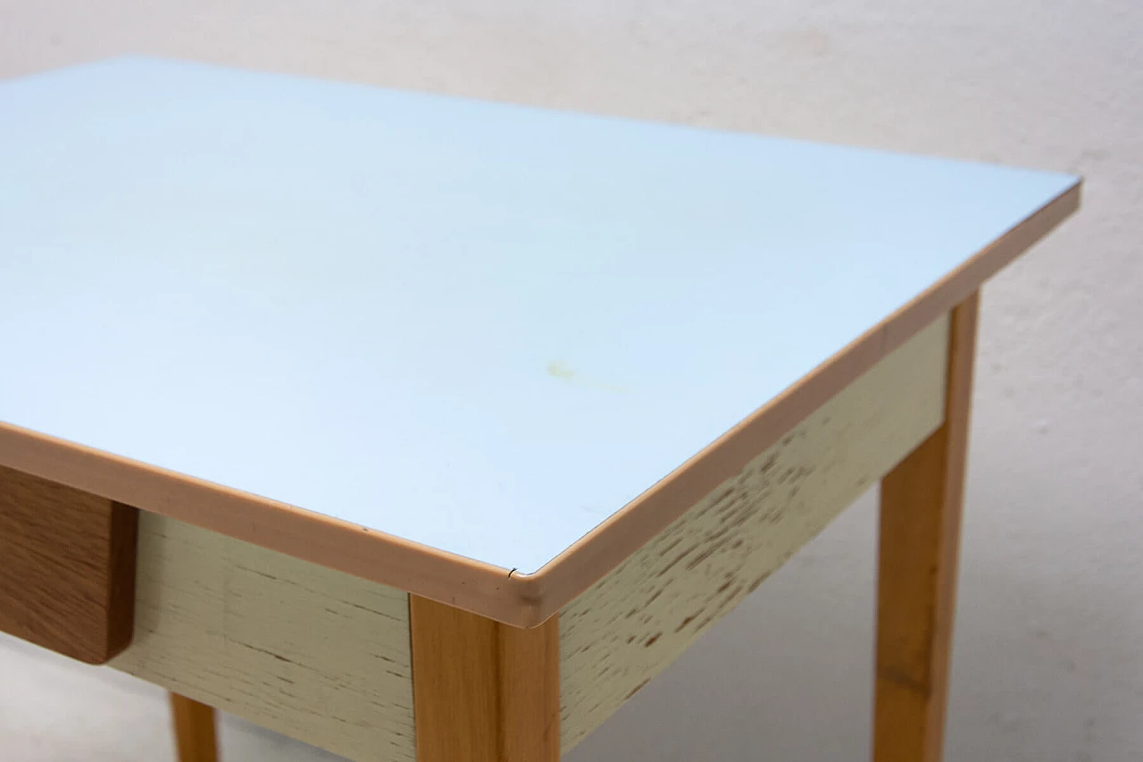 Wood and formica table with drawer, 1960s 9