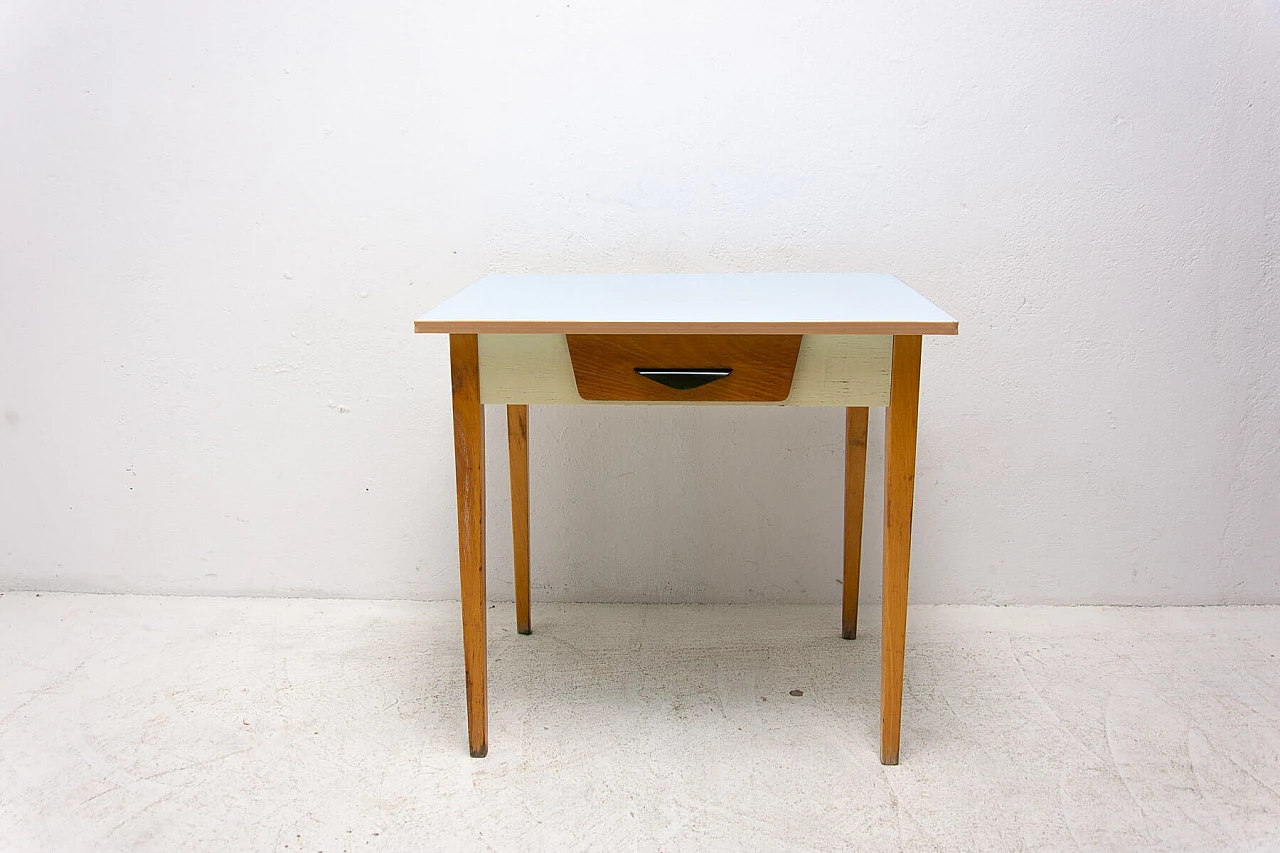 Wood and formica table with drawer, 1960s 13