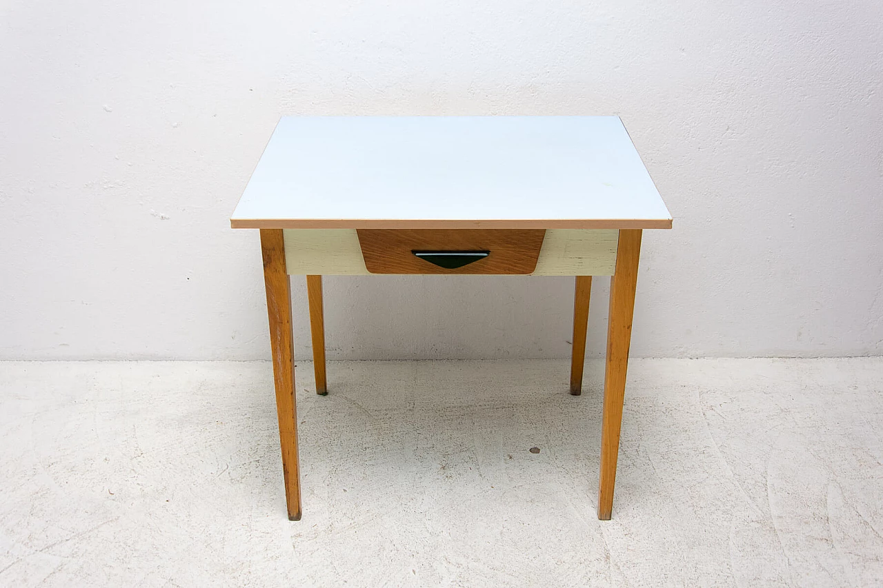 Wood and formica table with drawer, 1960s 14