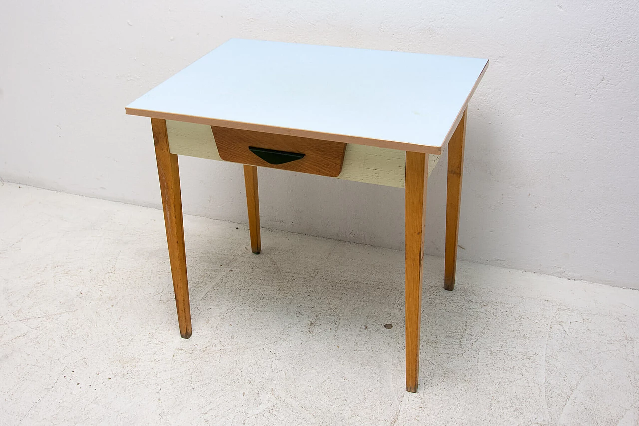 Wood and formica table with drawer, 1960s 15