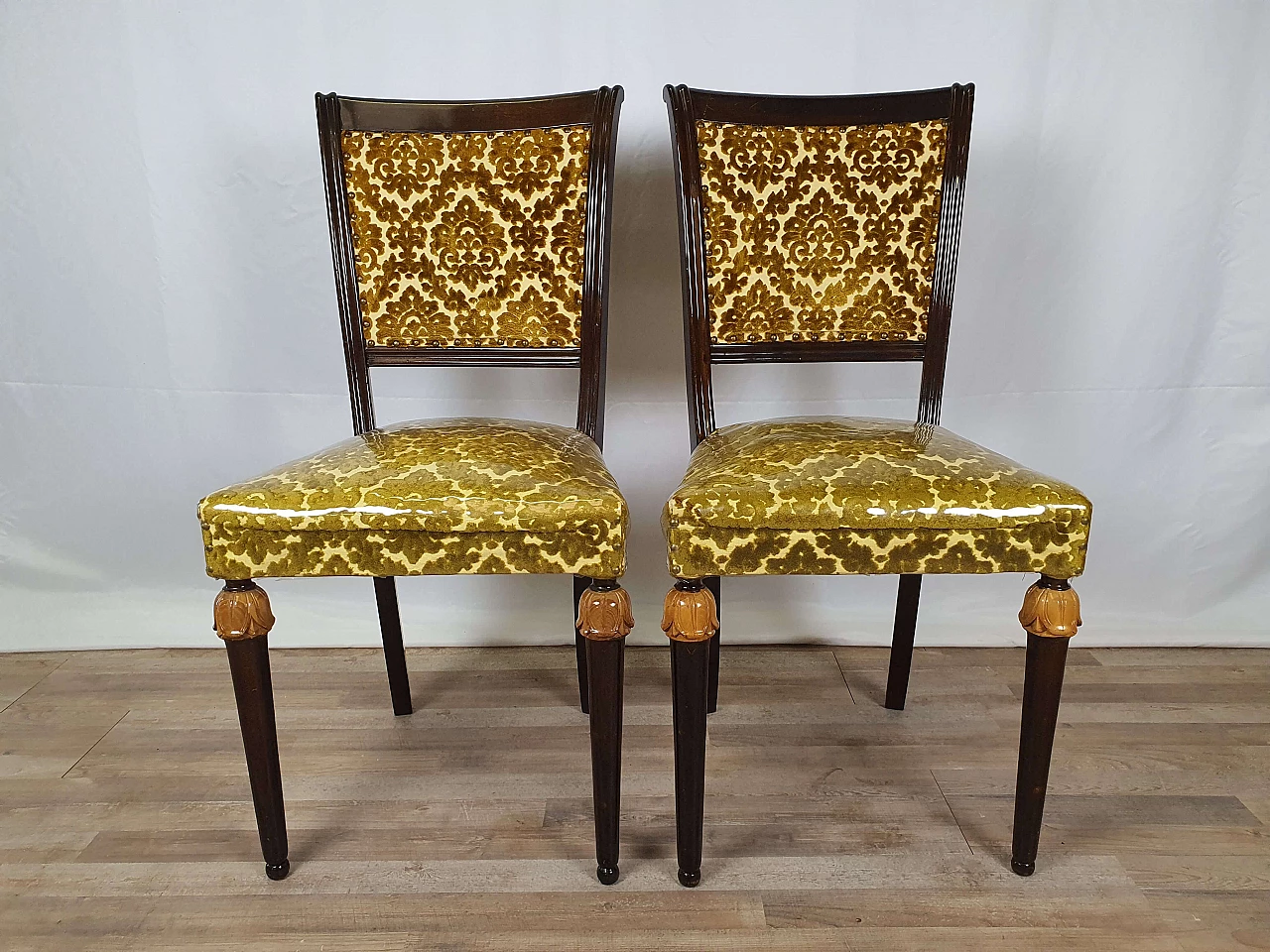 Pair of upholstered chairs in Empire style, 1950s 1