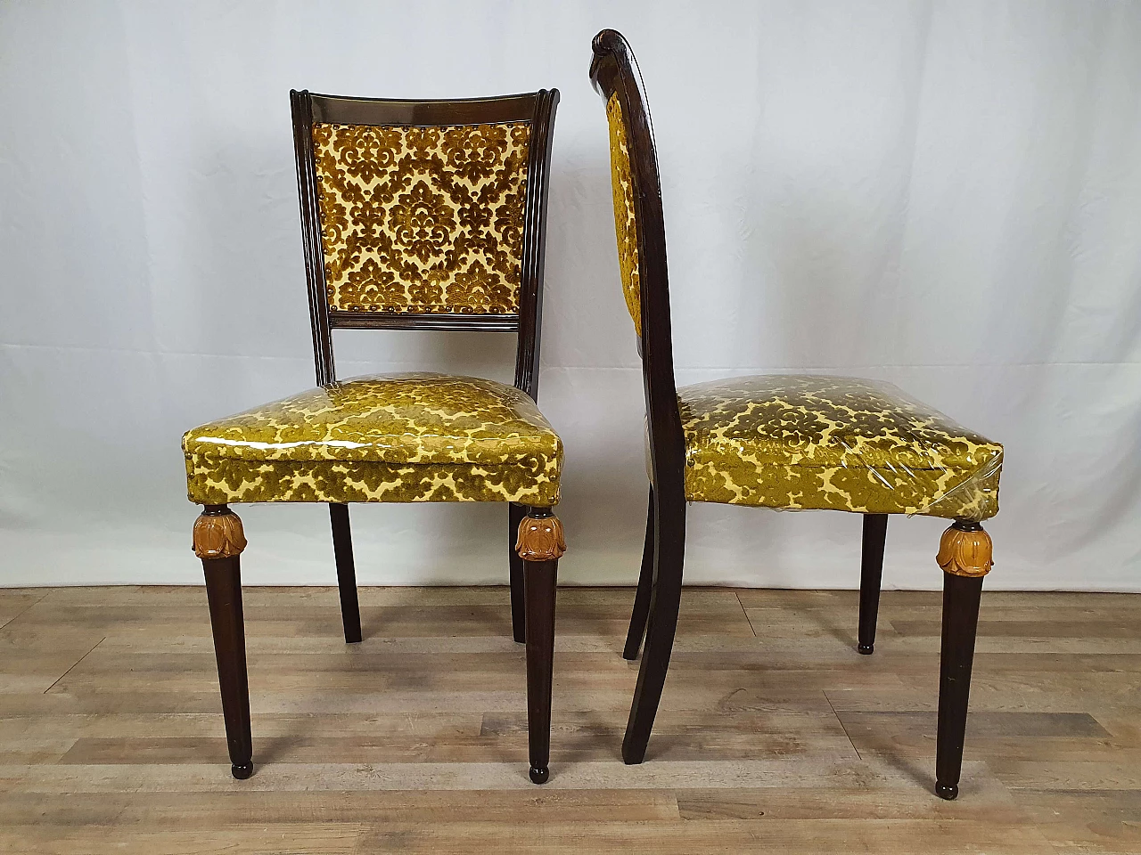 Pair of upholstered chairs in Empire style, 1950s 2