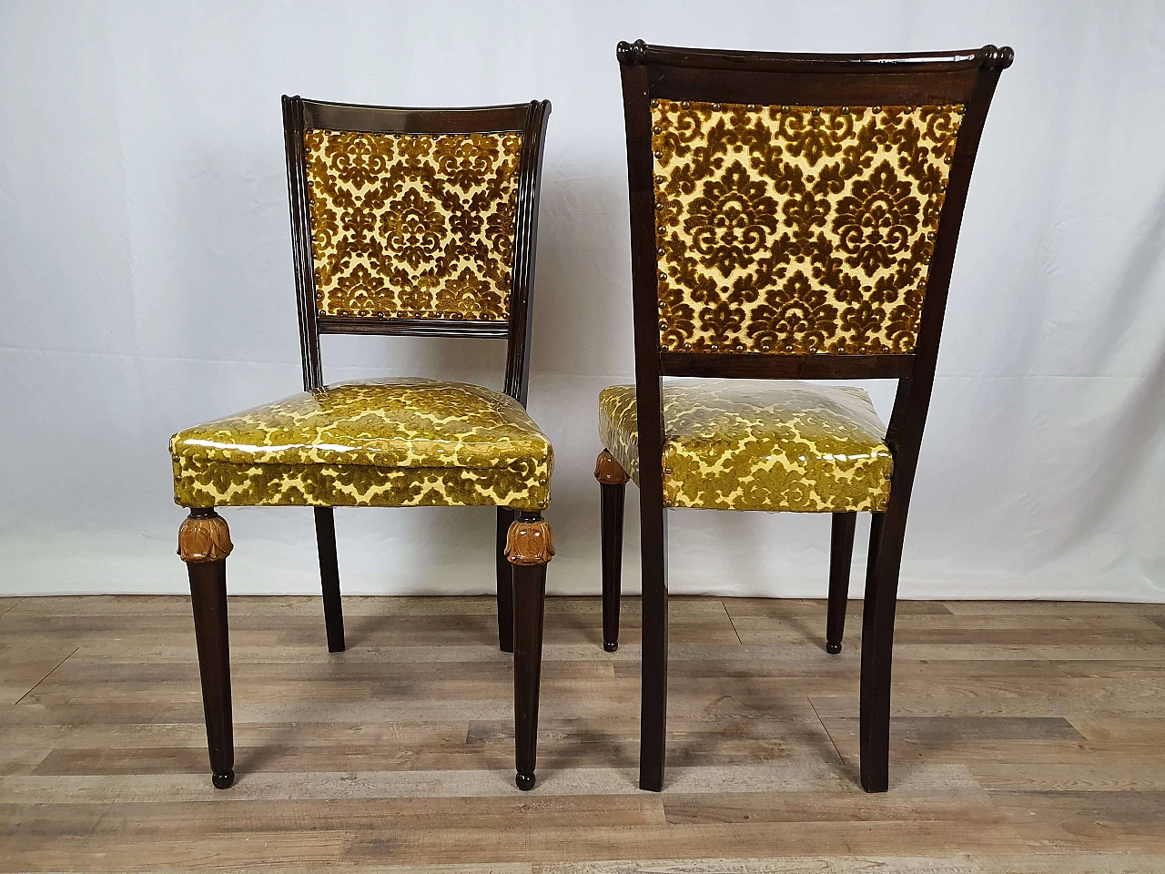 Pair of upholstered chairs in Empire style, 1950s 3
