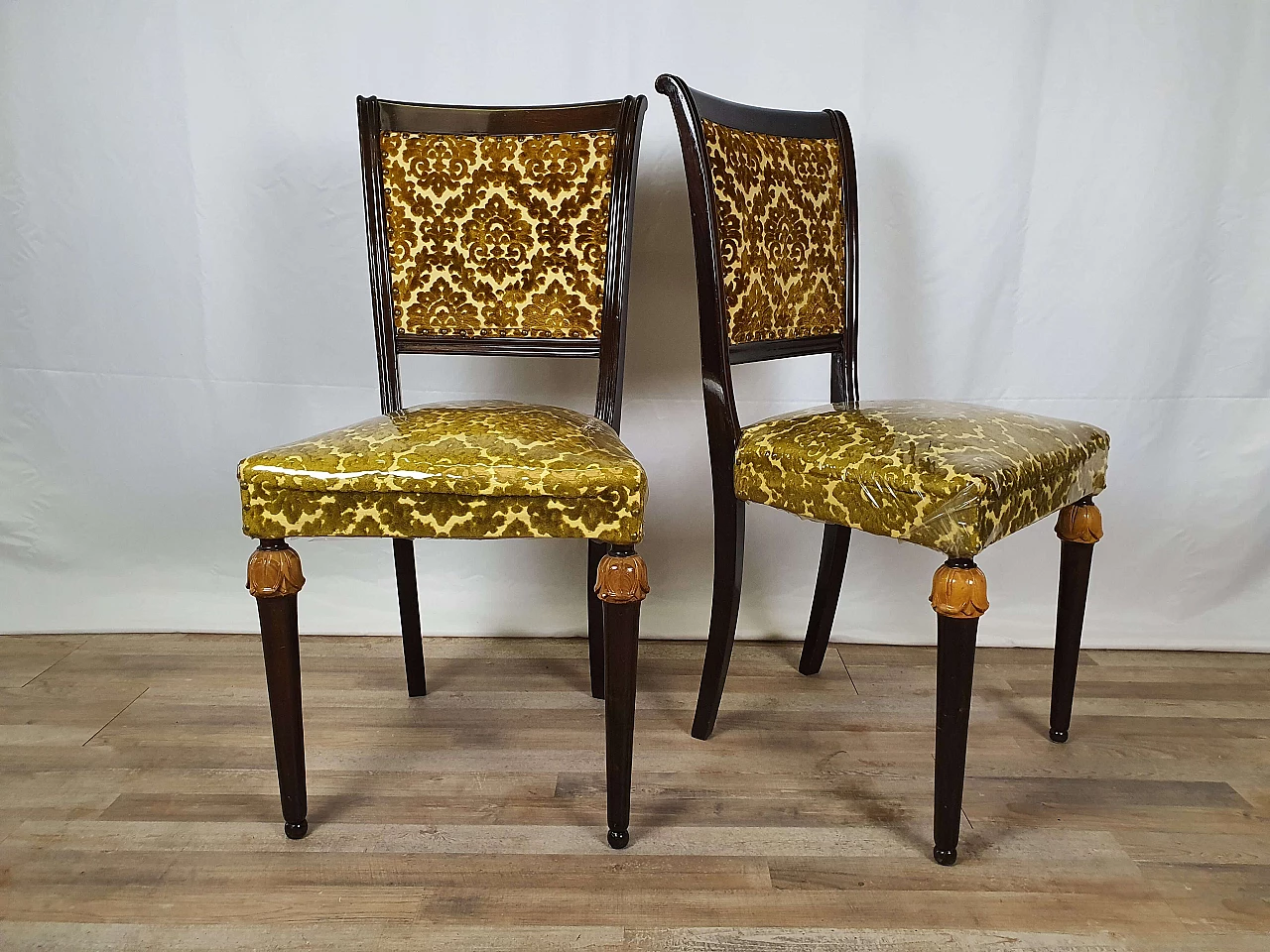 Pair of upholstered chairs in Empire style, 1950s 4