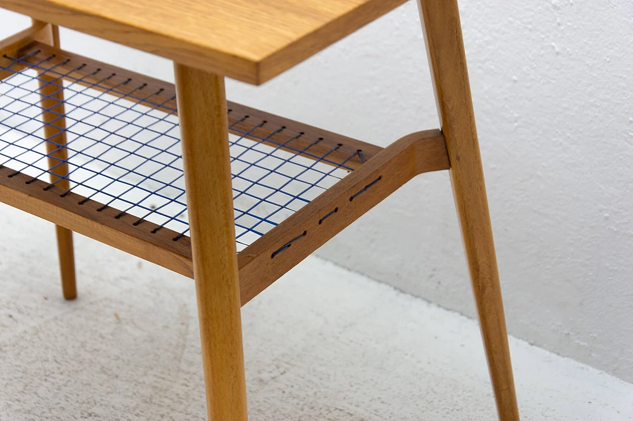 Oak side table with double shelf by Dřevopodnik Holešov, 1960s 7