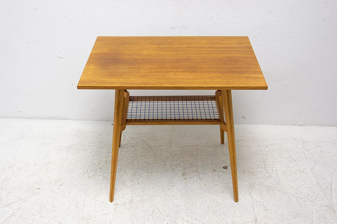 Oak side table with double shelf by Dřevopodnik Holešov, 1960s 11